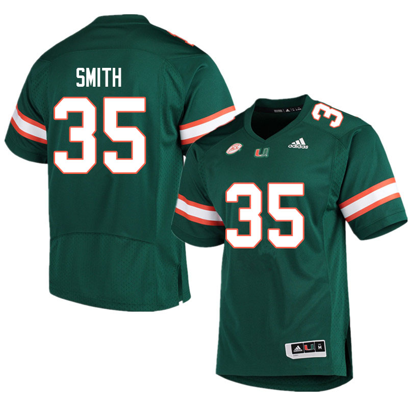 Adidas Miami Hurricanes #35 Zac Smith College Football Jerseys Sale-Green